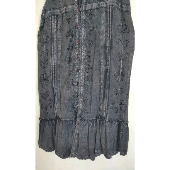 Rebellion Again Dress Sz M Fairy Grunge Gothic Embroidery Gray Acid Wash Purple - Picture 6 of 14